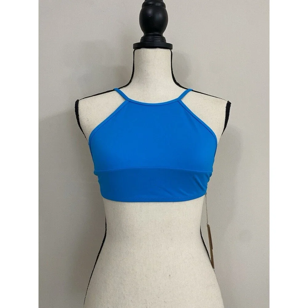 SKIMS Signature Swim High Neck Top Turquoise NWT Size S Small